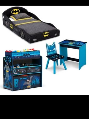 Batman-Themed Black & Blue Toddler Bed and Furniture Set
